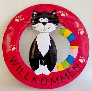 Willkommensschild Happy Cat