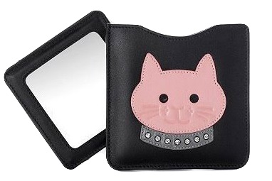 Klappspiegel Aus PU-Leder Mit Ständer – 12,4 Cm, Schwarz, Faltbar Für Unterwegs
