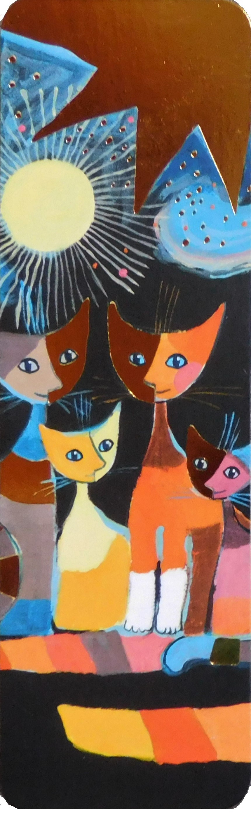 Kunstlesezeichen Lesezeichen Bunte Katzen " Rosina WACHTMEISTER Katze CAT Buch 