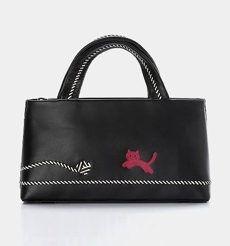 Handtasche Wollknäuel schwarz/karmesinrot