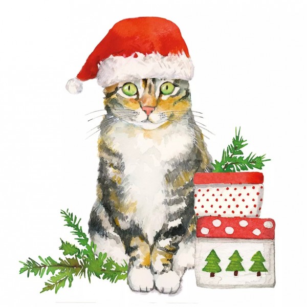 Servietten Christmas Kitty