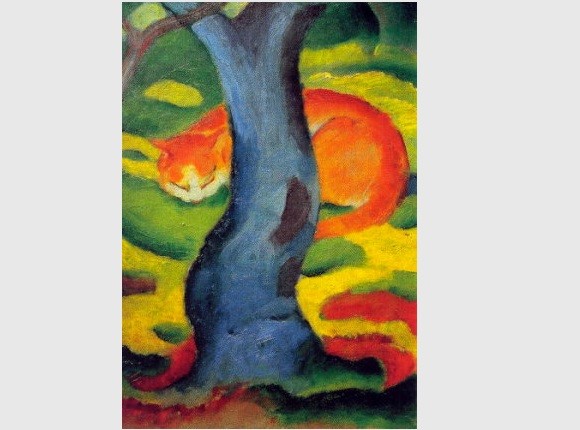 Klappkarte Franz Marc Katze unterm Baum