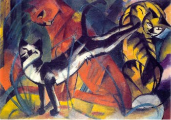 Postkarte Franz Marc Drei Katzen