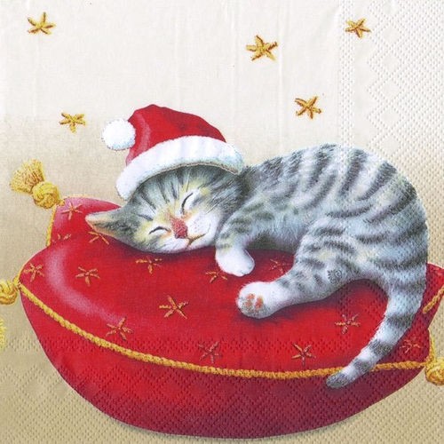 Servietten Santa Cat