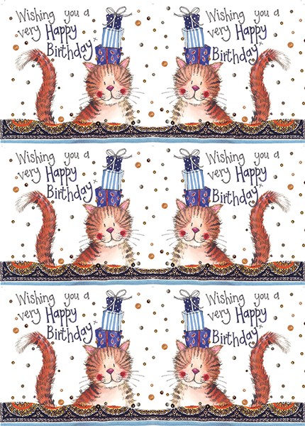 Gift Wrap Birthday Cat, 1 wrap